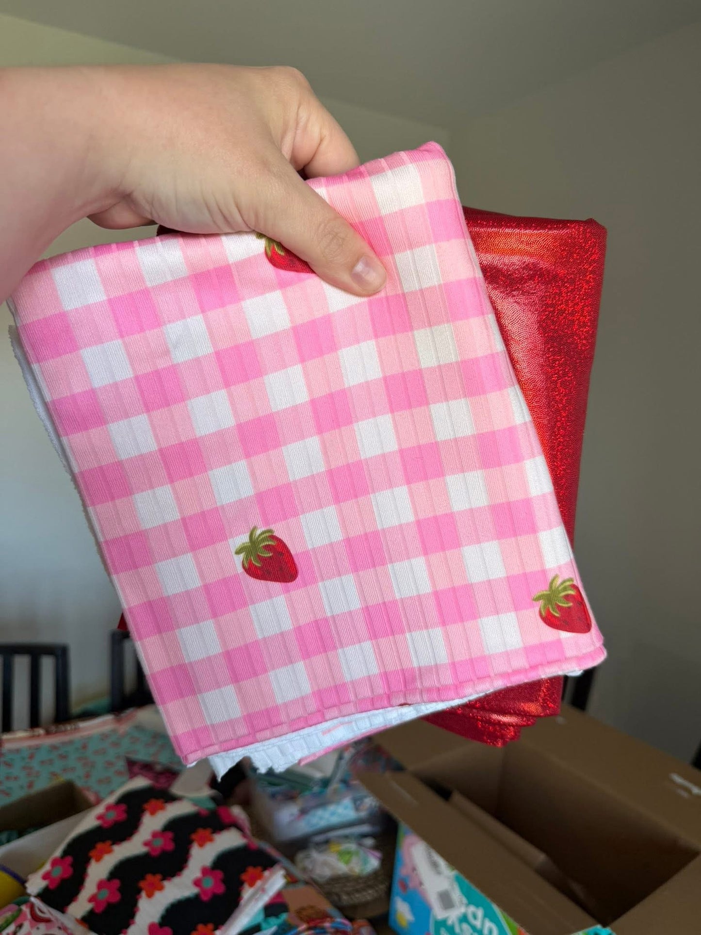 Pink Checkered & Strawberries